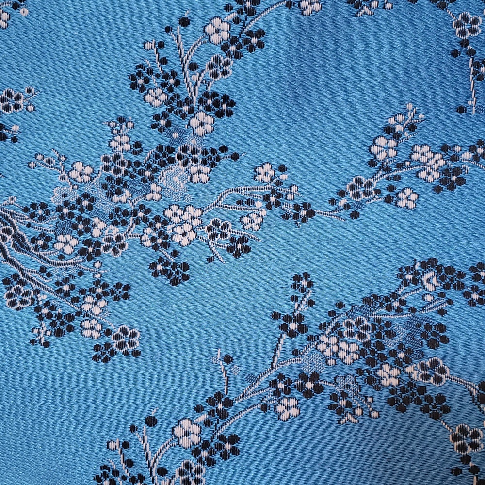 Vintage 90s Y2K Satin Cherry Blossom Skirt Blue Black White MEDIUM Kawaii - Picture 10 of 13